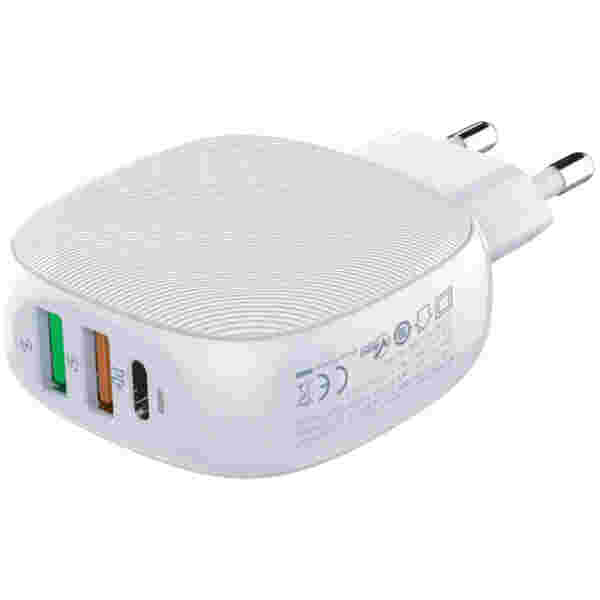 MOYE VOLTAIC USB POLNILNI ADAPTER PD TYPE-C QC 3.0 220V 28.5W BELE BARVE + PD LIGHTNING CABLE