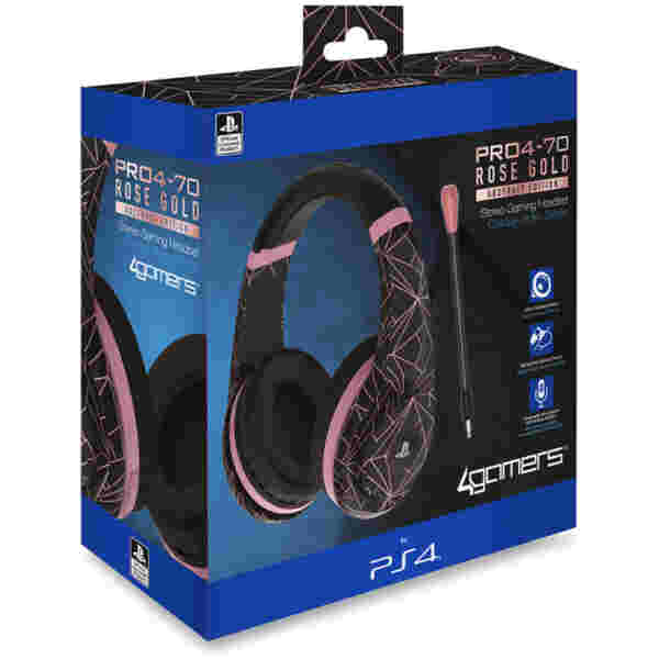 4GAMERS PS4 STEREO GAMING HEADSET ROSE GOLD EDITION - ABSTRACT BLACK