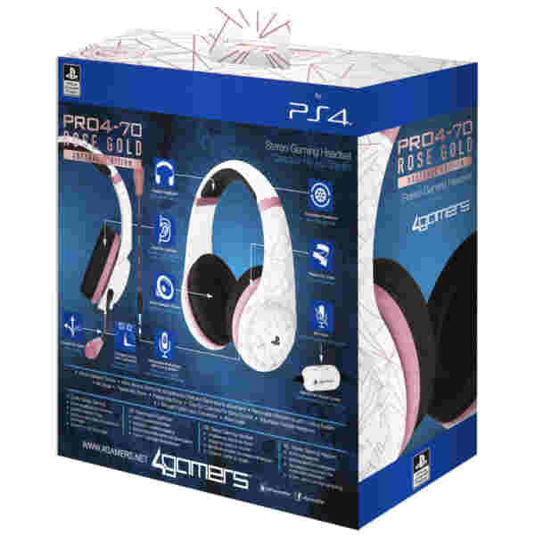 4GAMERS PS4 STEREO GAMING HEADSET ROSE GOLD EDITION - ABSTRACT WHITE