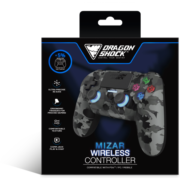 DRAGONSHOCK MIZAR BREZŽIČNI KONTROLLER ZA PS4, PC, MOBILE - SIVE CAMO BARVE - Image 4