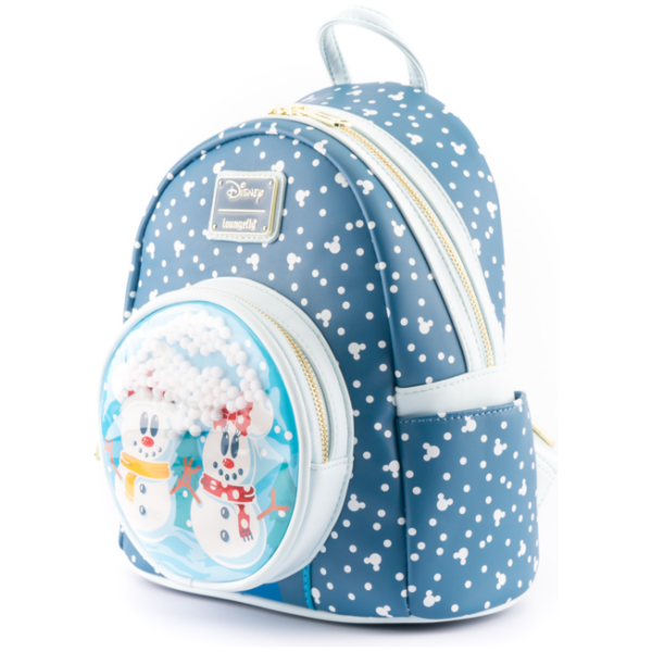 LOUNGEFLY DISNEY SNOWMAN MINNIE MICKEY SNOW GLOBE MINI NAHRBTNIK - Image 2