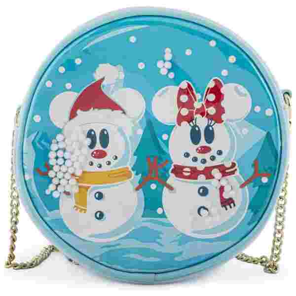 LOUNGEFLY DISNEY SNOWMAN MICKEY MINNIE SNOW GLOBE TORBA