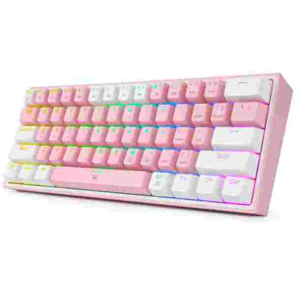 REDRAGON FIZZ RAINBOW K617 RGB MEHANSKA TIPKOVNICA ROZA/BELA - RDEČA STIKALA - Image 2