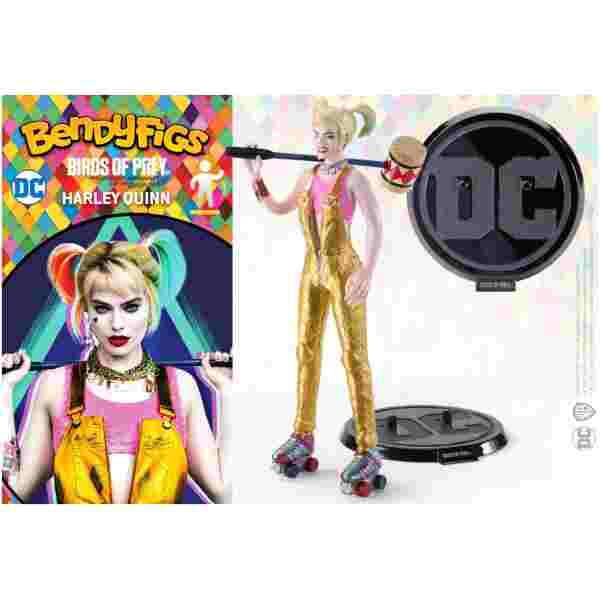 NOBLE COLLECTION - DC - BENDYFIGS - HARLEY QUINN WITH MALLET (BIRDS OF PREY) FIGURA - Image 2