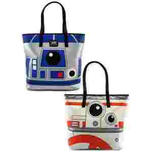 LOUNGEFLY STAR WARS R2D2 BB8 2 SIDED BIG FACE TOTE BAG